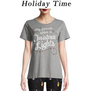My Favorite Color is Christmas Lights Crewneck Top NWT